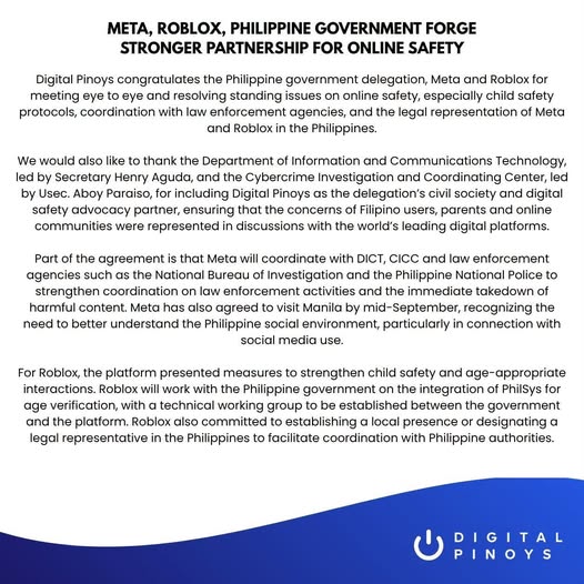 Ligtas ang Hanapbuhay ng Digital Pinoys: Ang Real Score sa Kasunduan ng Gobyerno, Meta, at Roblox para sa Online Safety
